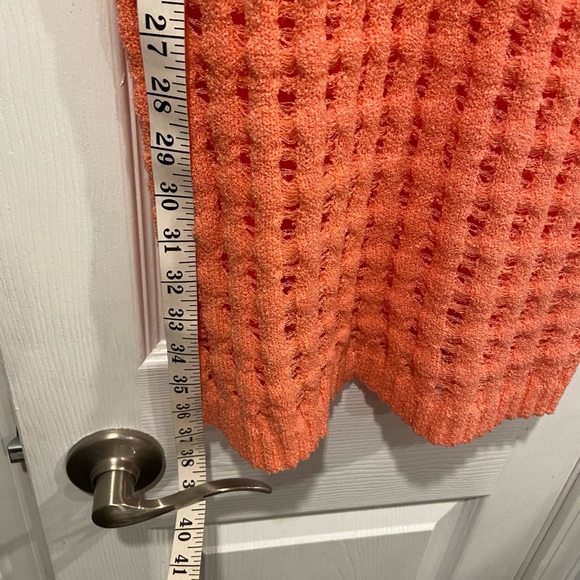 NWT Uncharted Threads Size S Coral Stretchy Knit Crochet Terry Cover Up Dress - Picture 10 of 13